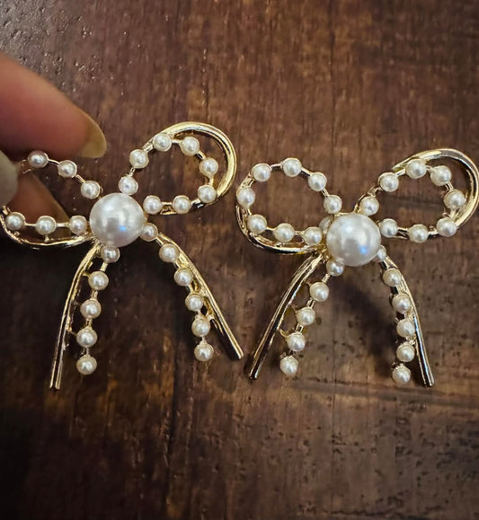 Pearl Bow Earrings